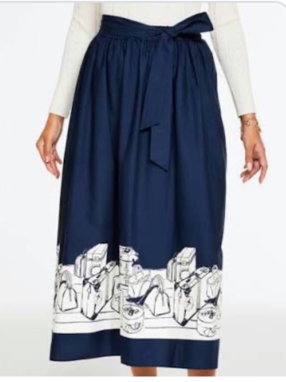 Talbots NWT Modern Poplin Pleated Navy Midi Skirt Bon Voyage Fit and Flare XLP